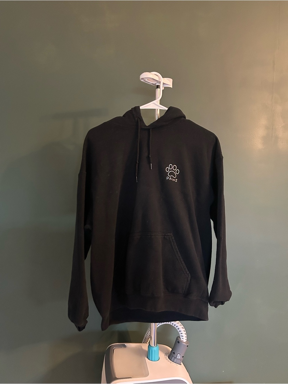PAWZ Black Hoodie with White Paw Logo